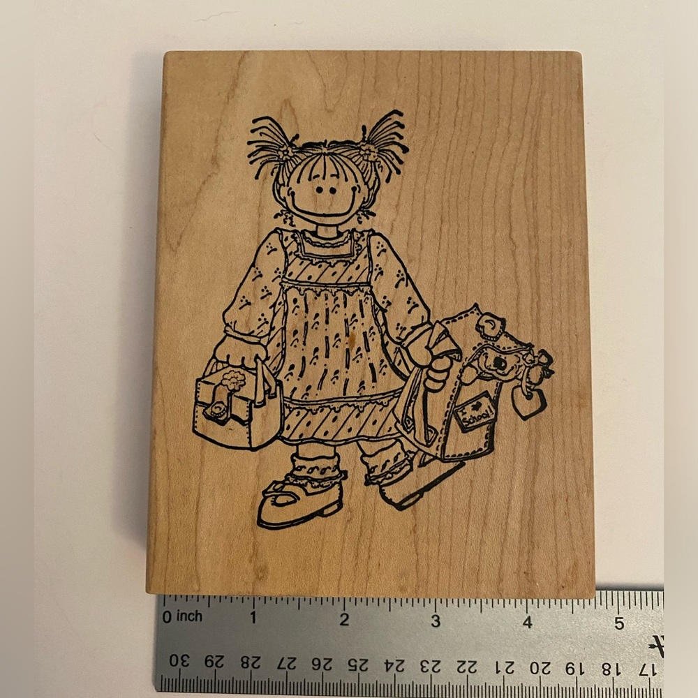 Love You To Bits School Girl rubber stamp New